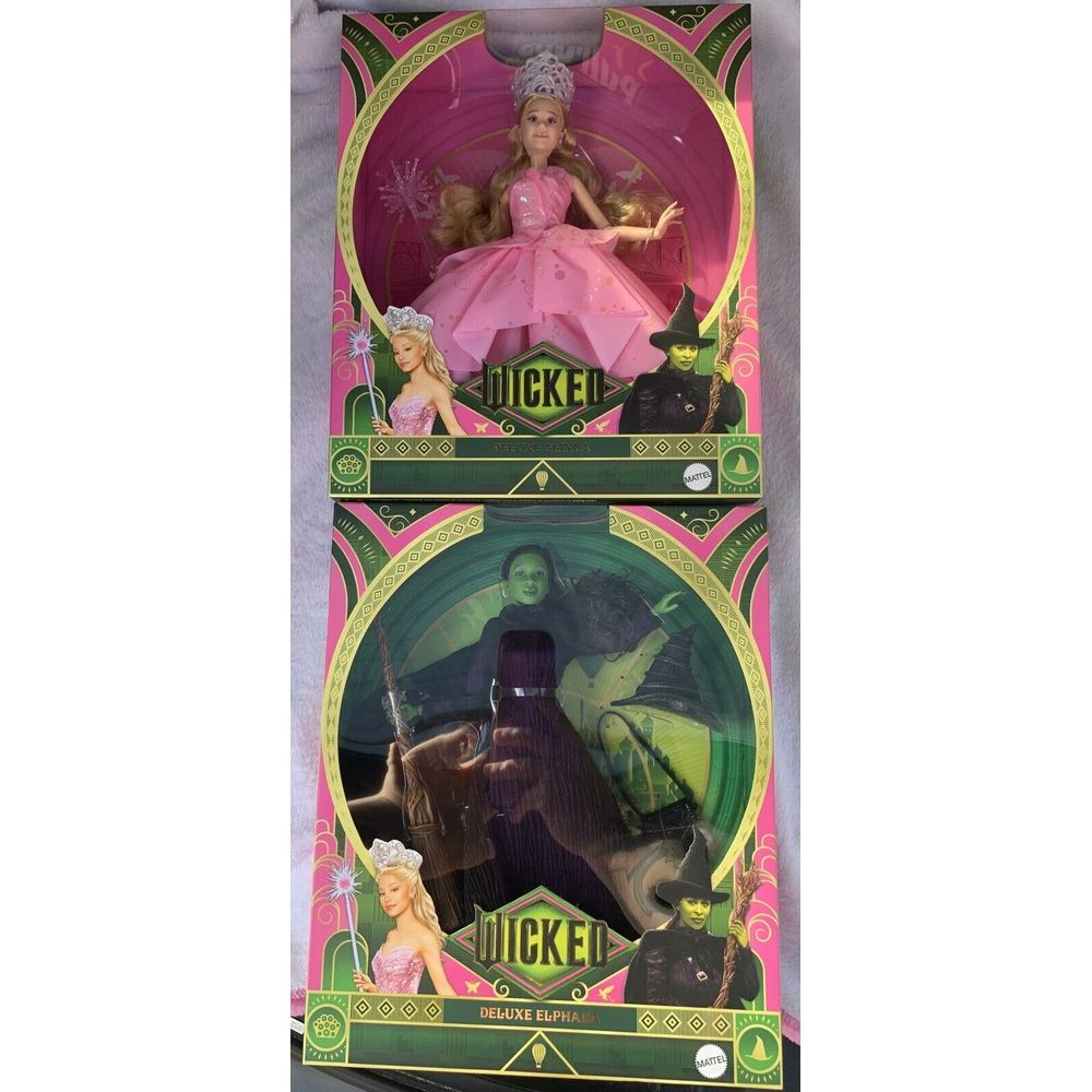 Rare Wicked Dolls with Error Misprint Deluxe Elphaba And Glinda NIB Limited!